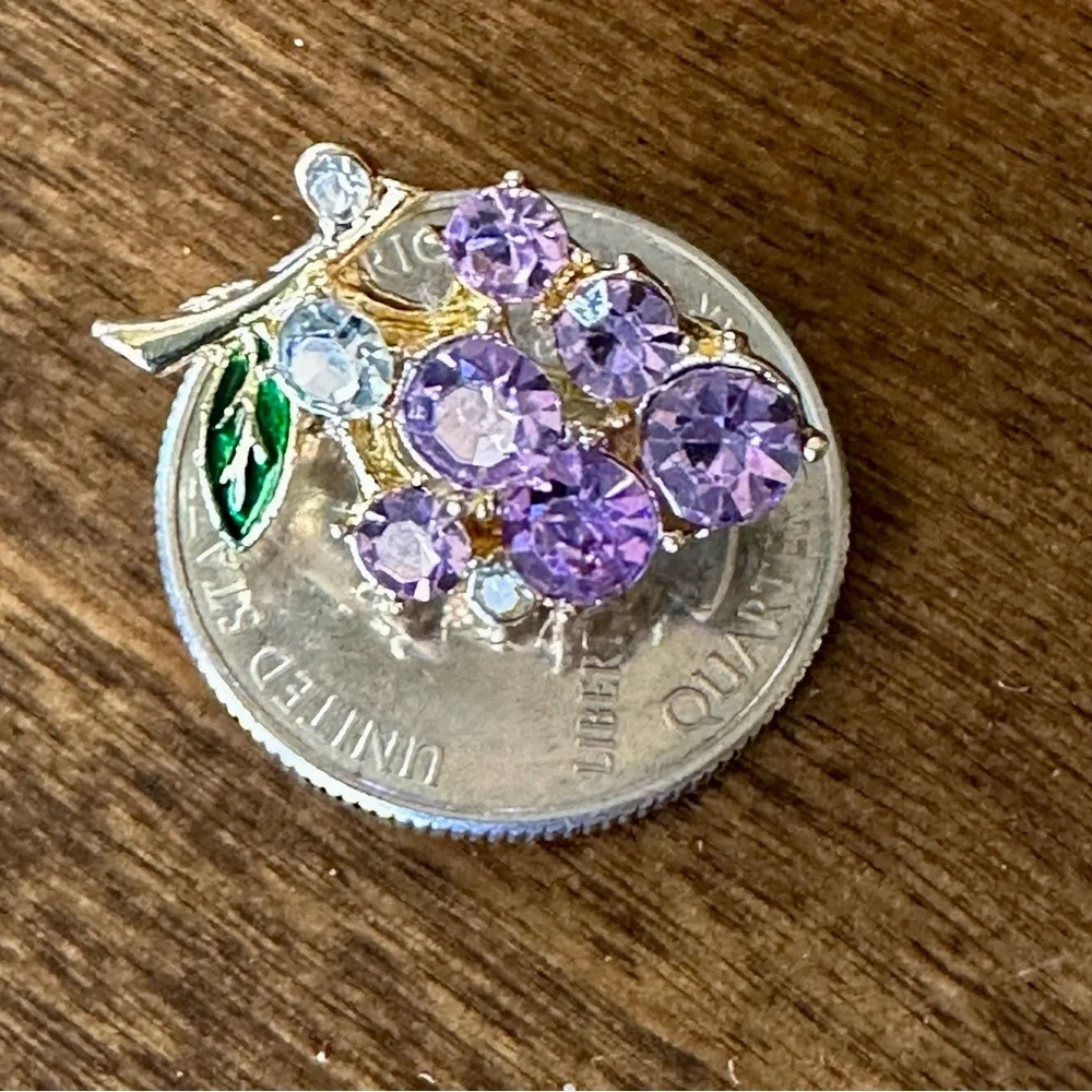 NWOT - Elegant Purple and Gold Grape Cluster Brooch - Picture 12 of 13